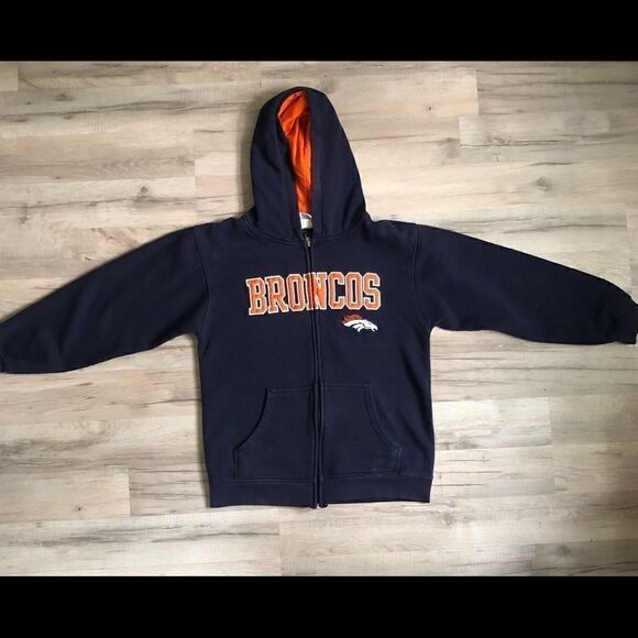 Denver Broncos Zip Front Hooded Youth Sweatshirt - Picture 1 of 5